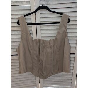 PrettyLittleThing Plus Size Stone Faux Leather Dipped Hem Corset Top US 24/3X